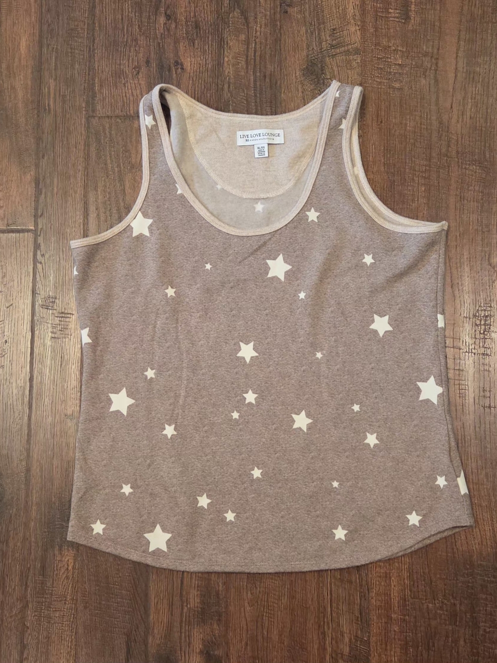 Live Love Lounge Karen Neuburger Tank Top Women's XL Brown Stars Plush NWOT